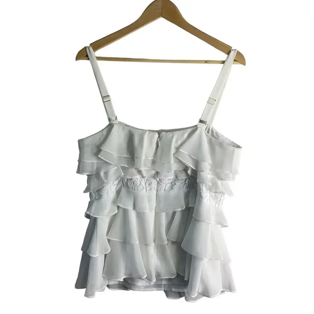Lilly Pulitzer Olive Top Womens Size 12 Resort White Chiffon Ruffles NWT $168 - Picture 11 of 13